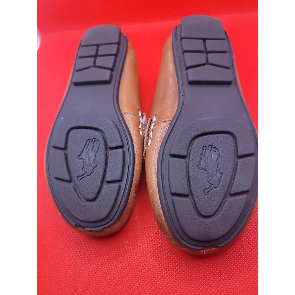 POLO RALPH LAUREN Penny Loafers Drivers TELLY Leather - Color Tan Toddler 7